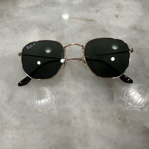 Ray-Ban Gold Frame Sunglasses with Dark Lenses